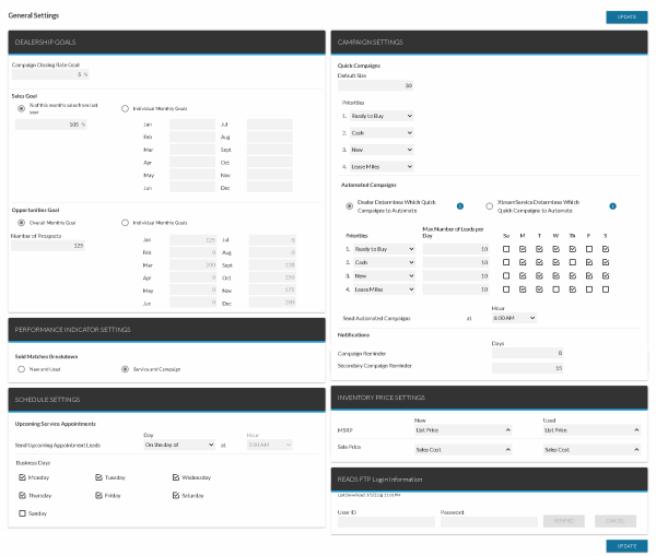 General Settings Screen